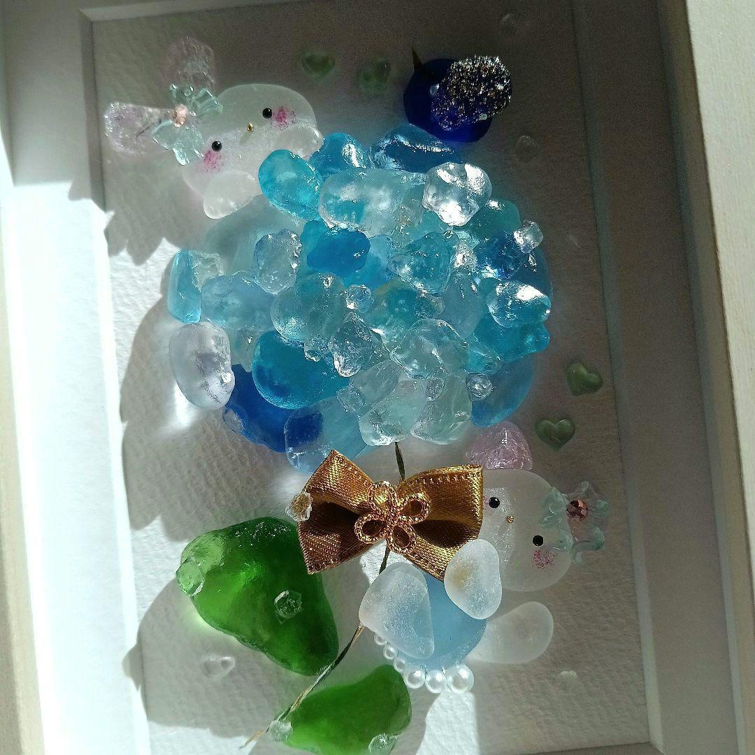 シーグラスアート　♡紫陽花のお花で夢飛行BIG♡