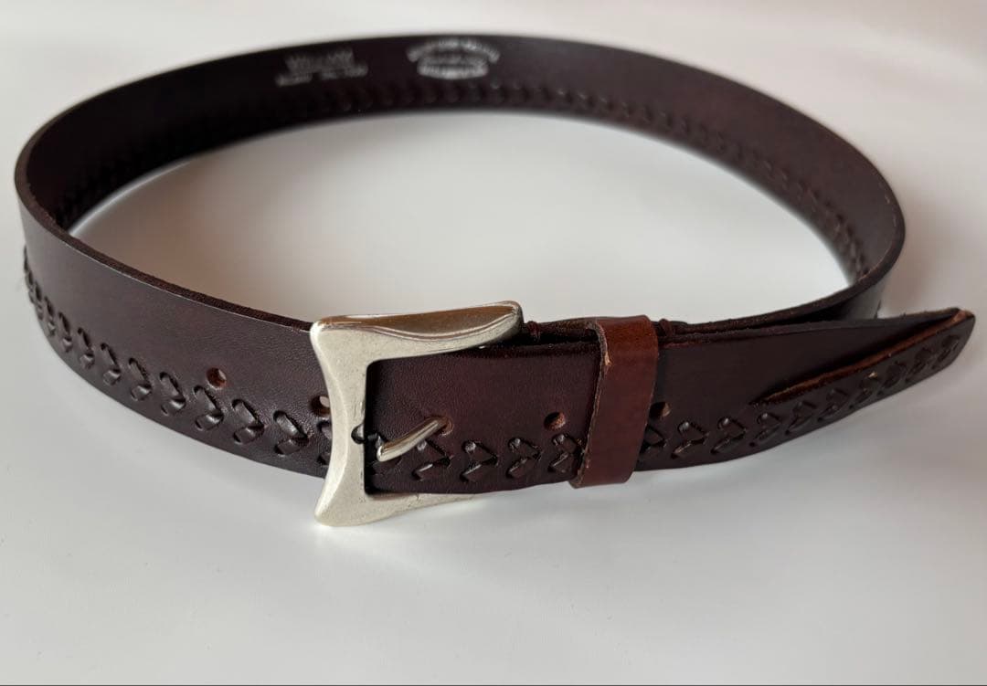 WILLIAM イタリア製 レザーベルト 85 ダークブラウン