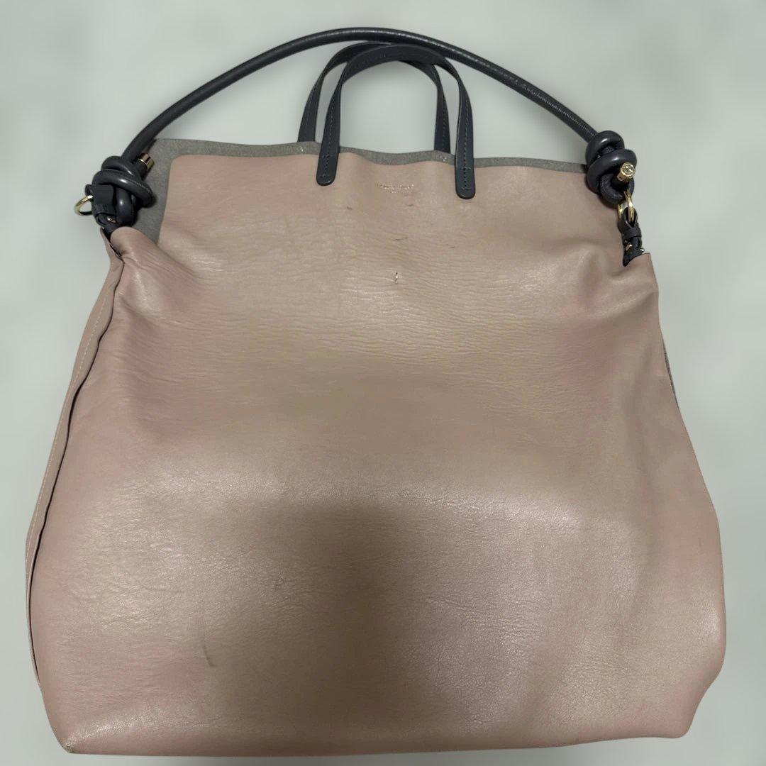 Giorgio Armani レザー トートバッグ ピンクベージュ