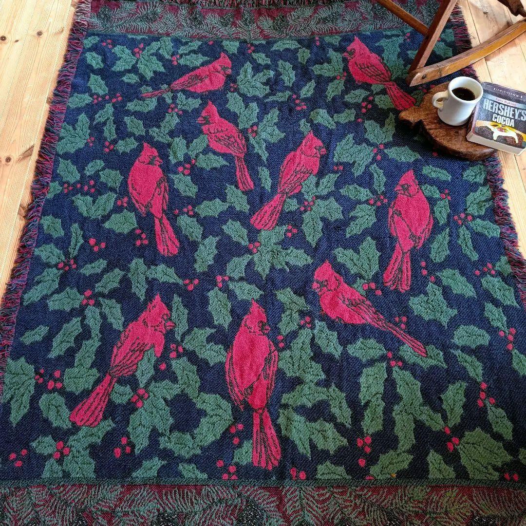 【※める】80s USA ブランケット ヴィンテージラグ　タペストリー