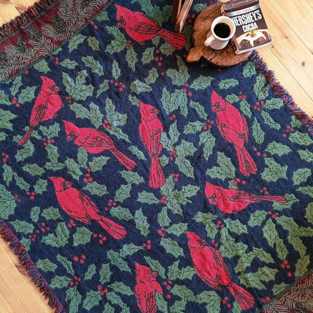 【※める】80s USA ブランケット ヴィンテージラグ　タペストリー