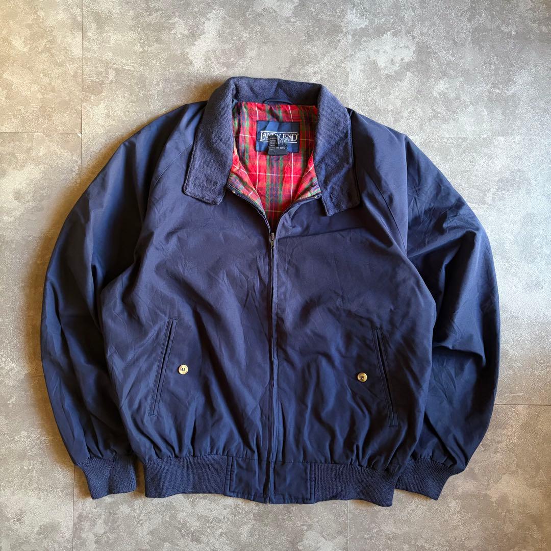 90s ランズエンド スウィングトップ ネイビー L ハリントンジャケット 古着