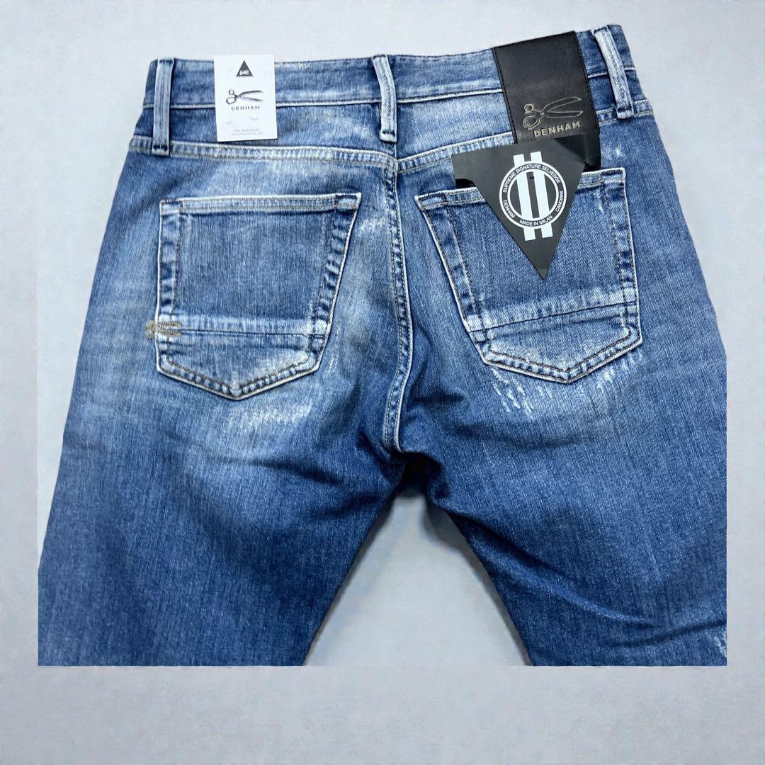 新品 DENHAM デンハム RAZORデストロイダメージスキニージョガーデニム
