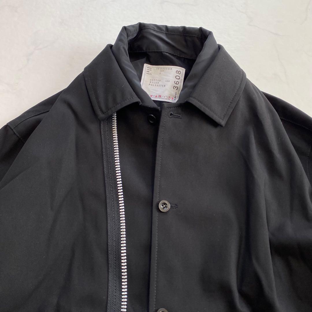 美品★sacai サカイ 25SS コットンツイル ドッキングジャケット 黒 2