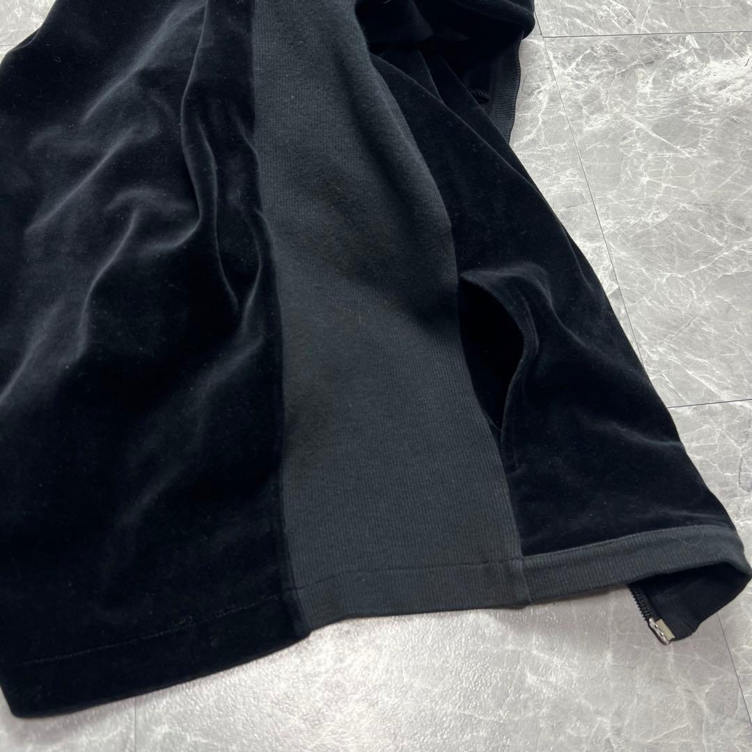 美品　ラコステ　ベロア　トラックジャケット　ダブルジップ　ロゴ　ジャージ　黒　L