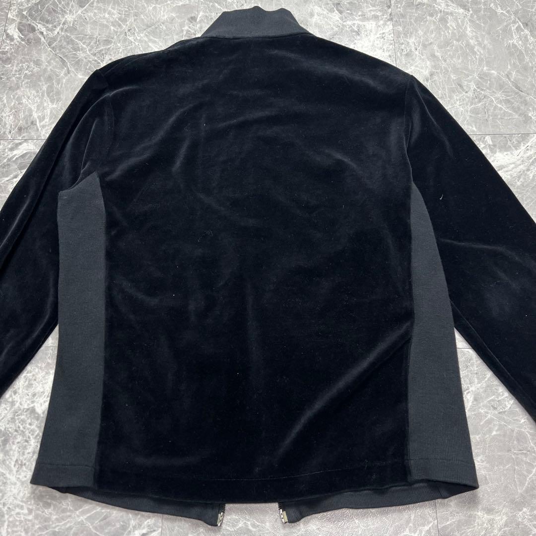 美品　ラコステ　ベロア　トラックジャケット　ダブルジップ　ロゴ　ジャージ　黒　L