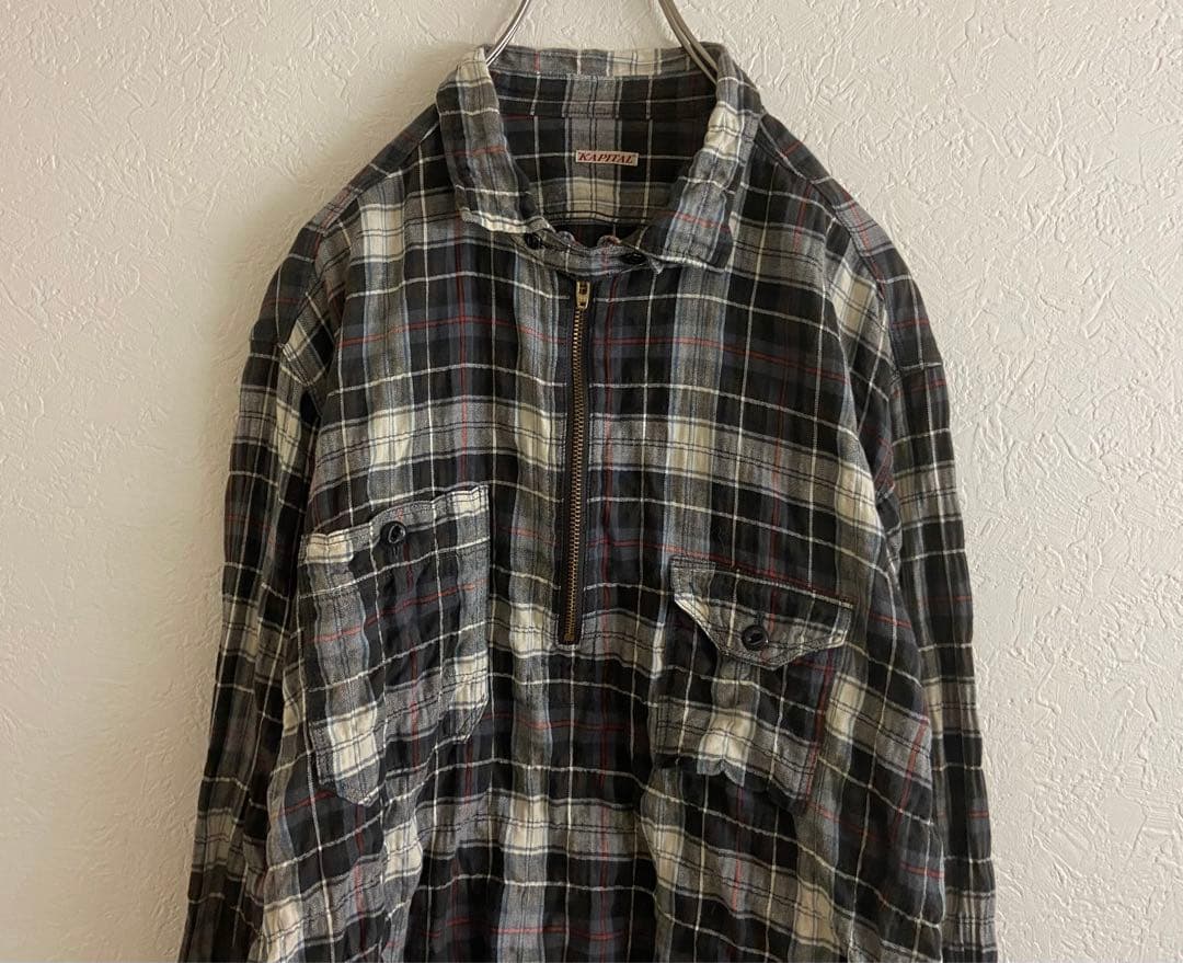KAPITAL キャピタル ワッシャー加工 プルオーバー チェック シャツ