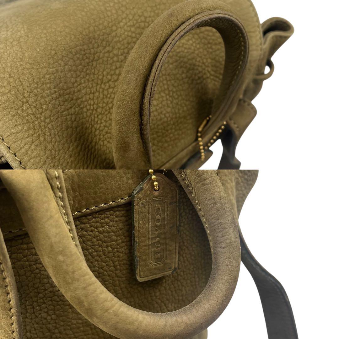 美品✨ COACH コーチ ヌバック リュック カーキ フラップ ハンドル