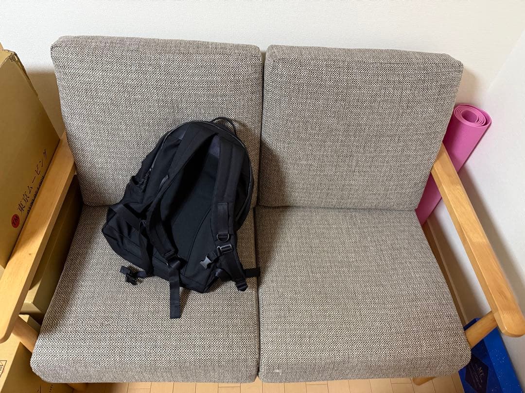 【ひなた】ニトリ　2人用布張りソファ(マイスBE/LBR)