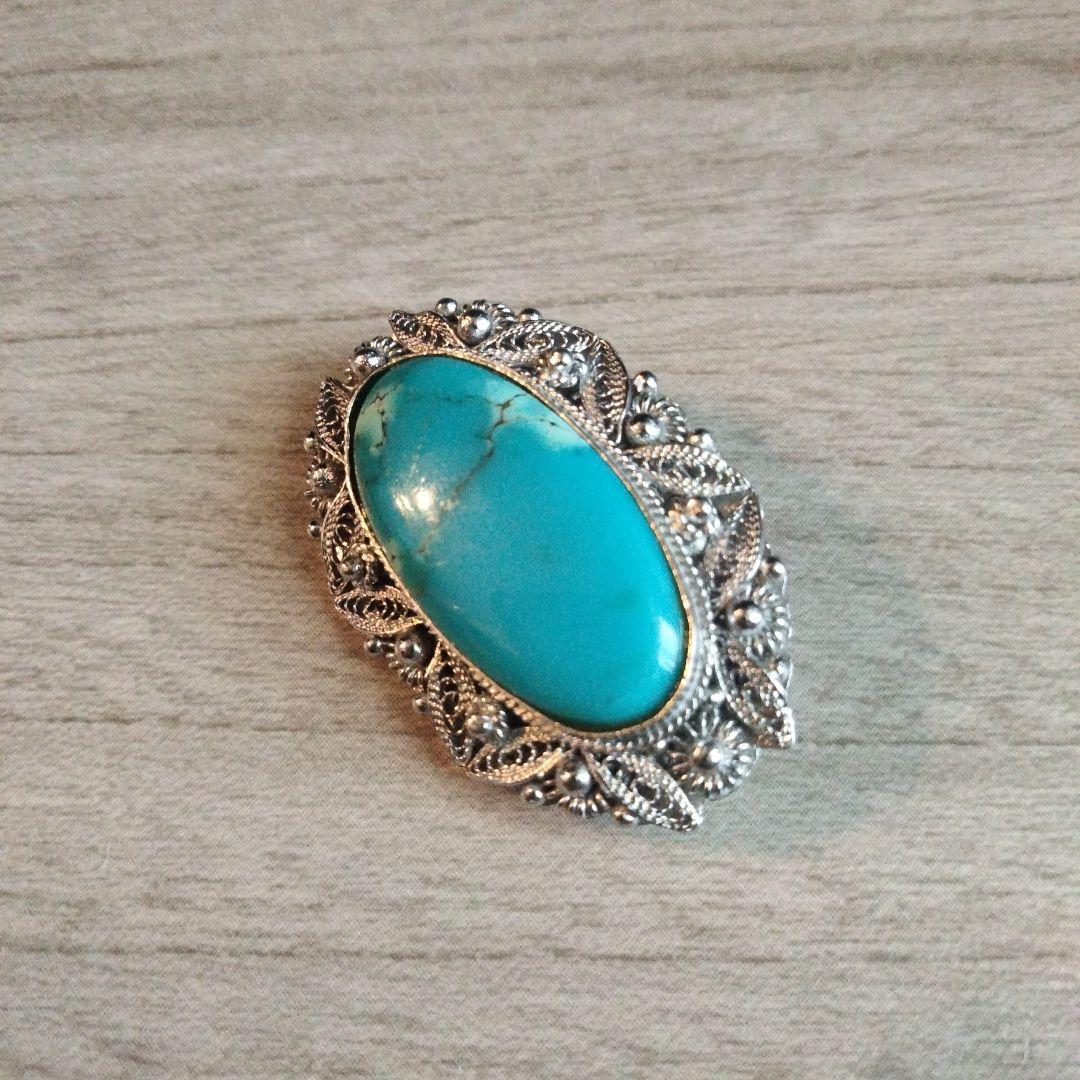 SILVER ターコイズ ブローチ