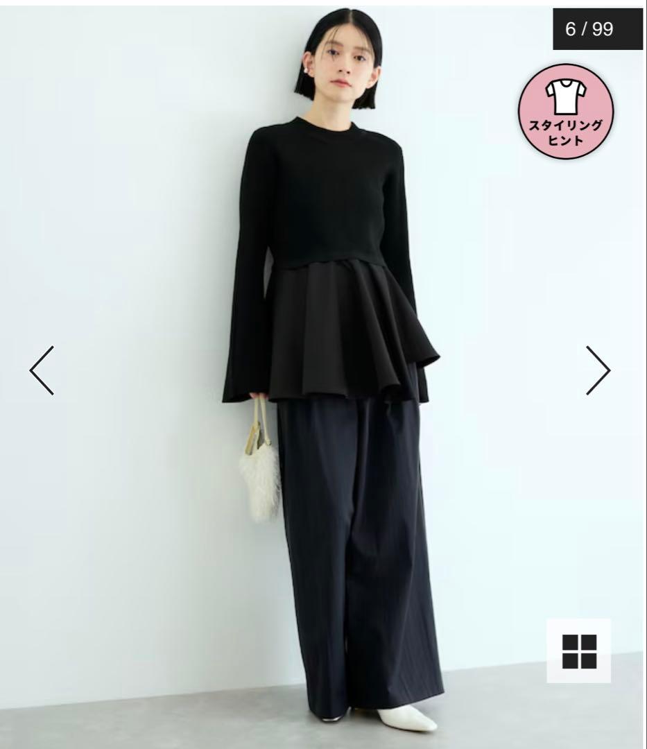 試着のみ　アダムエロペ ペプラムコンビニットプルオーバー