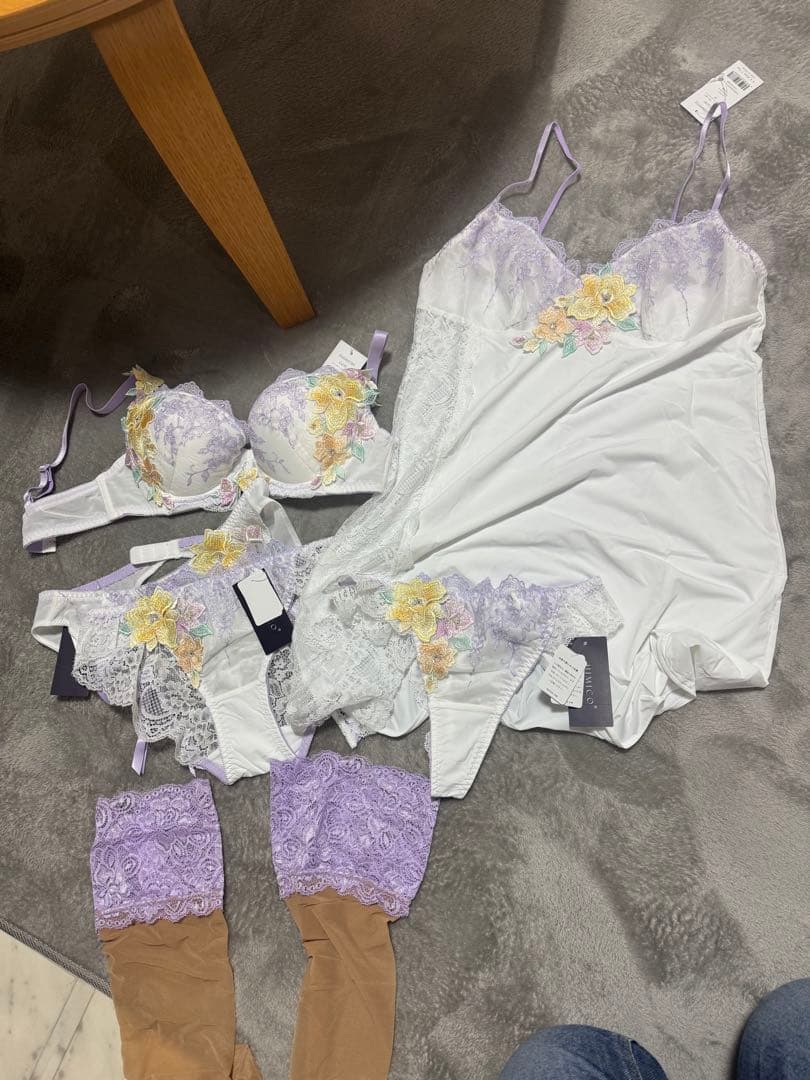 花柄刺繍 ブラジャーショーツセット