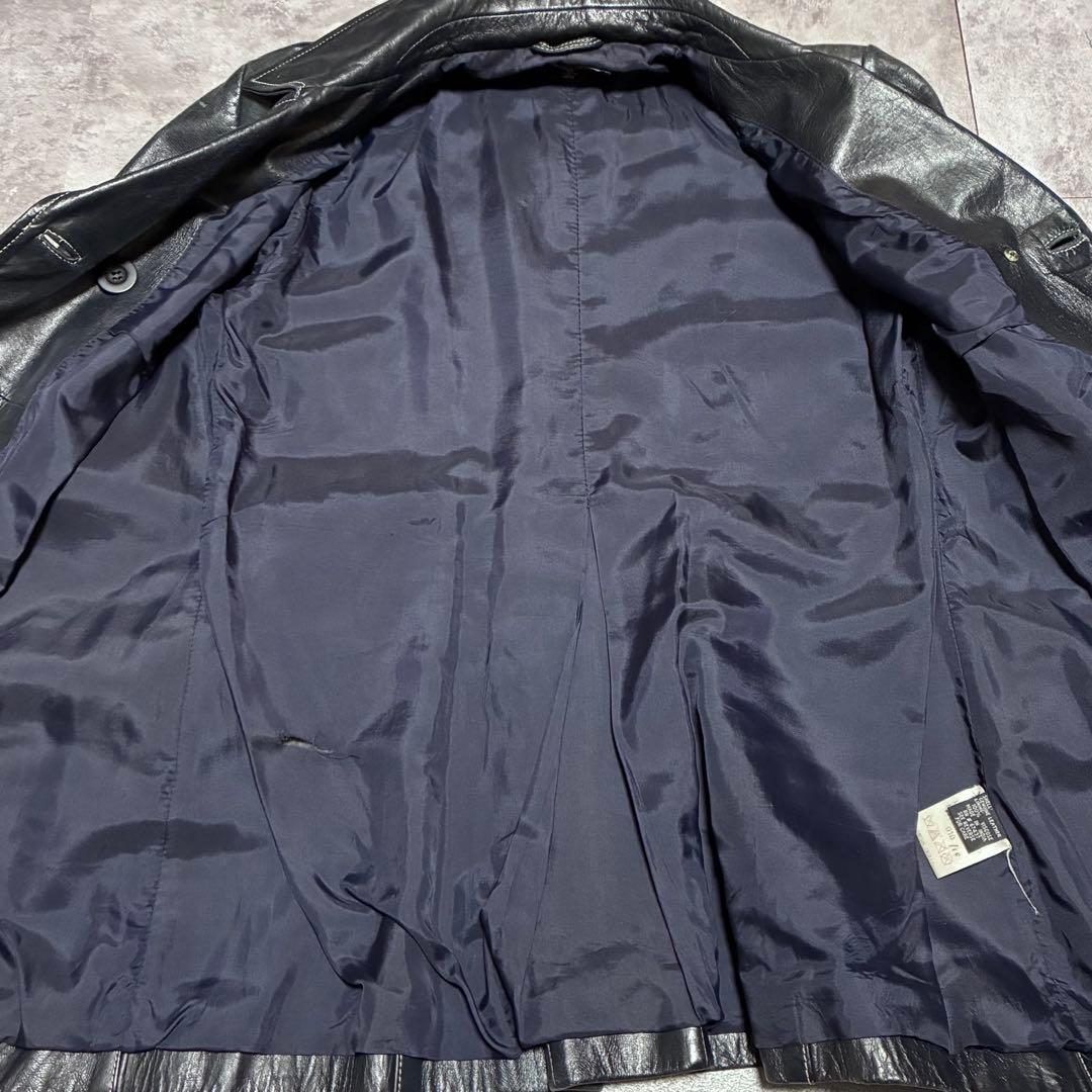 希少　ラルフローレン　レザージャケット　ネイビー　ダブル　山羊革　Mサイズ