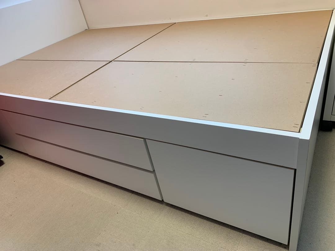 ★美品！オムニア ベッドフレーム セミダブル 引出し収納 床下収納 ホワイト★