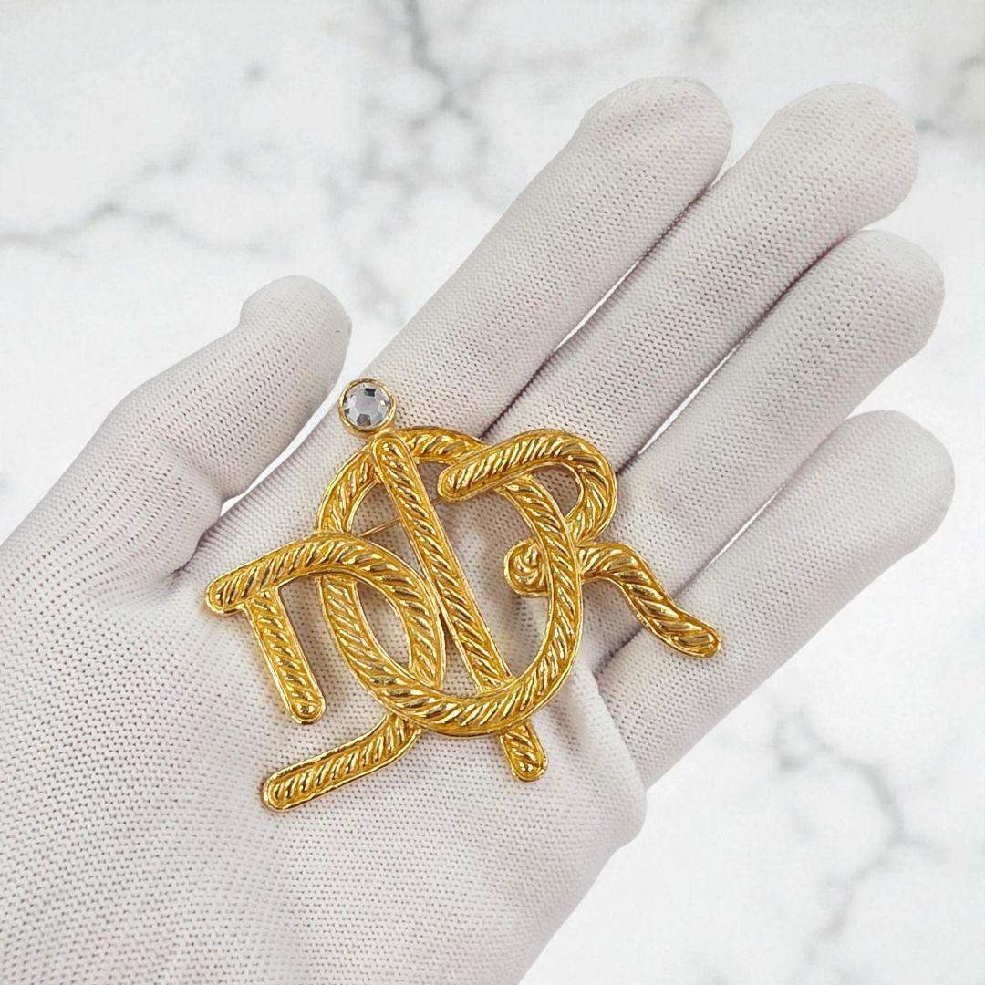 Christian Dior ディオール ロープ ロゴ ゴールド ブローチ