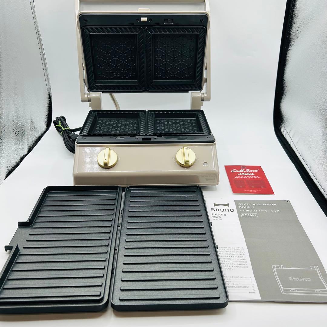 美品　箱付　BRUNO グリルサンドメーカー　ダブル　新品ミニケーキプレート付