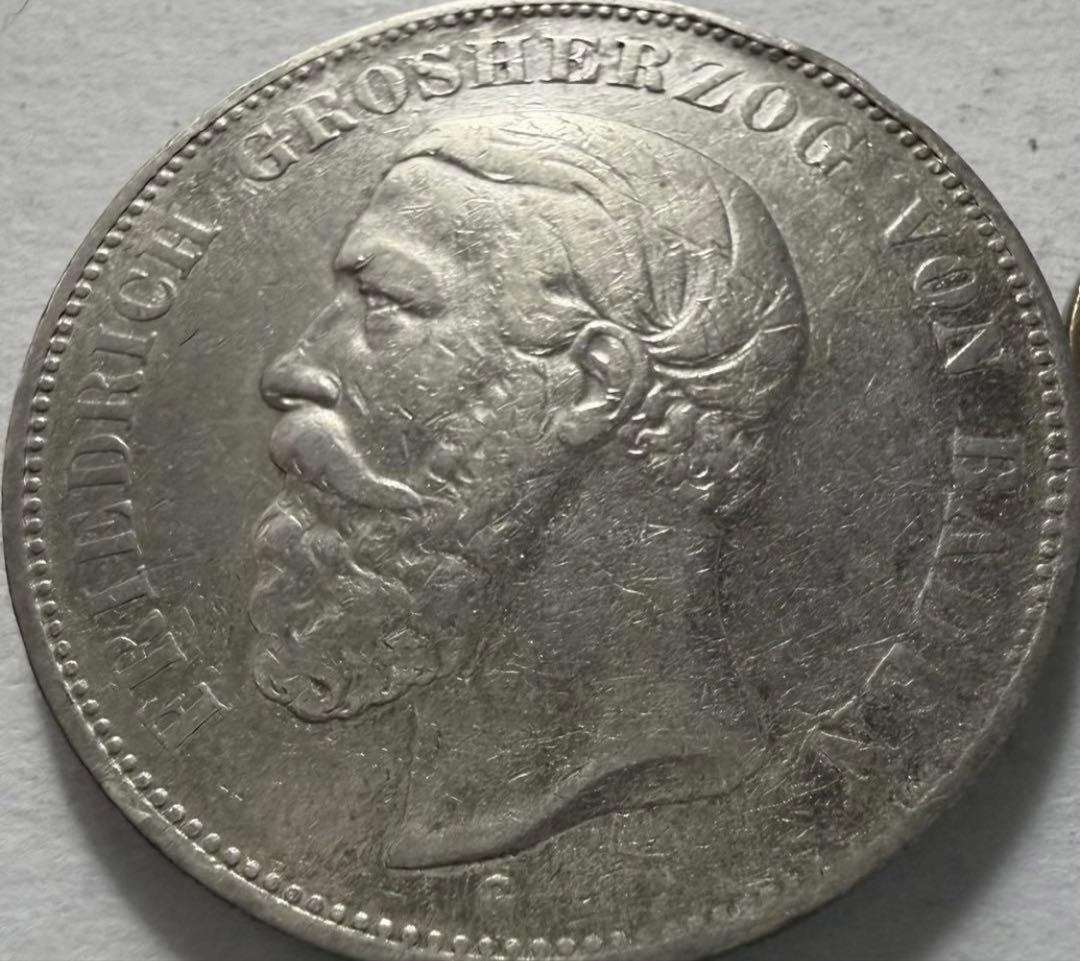 S*y様 1876年ドイツ　バーデン大公国　　5マルク 銀貨 フリードリヒ1世