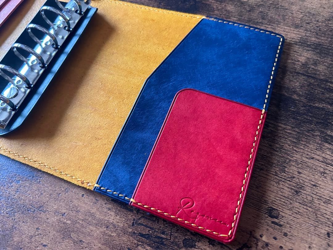 ミニ6サイズ　システム手帳　イタリアンレザー　ハンドメイド