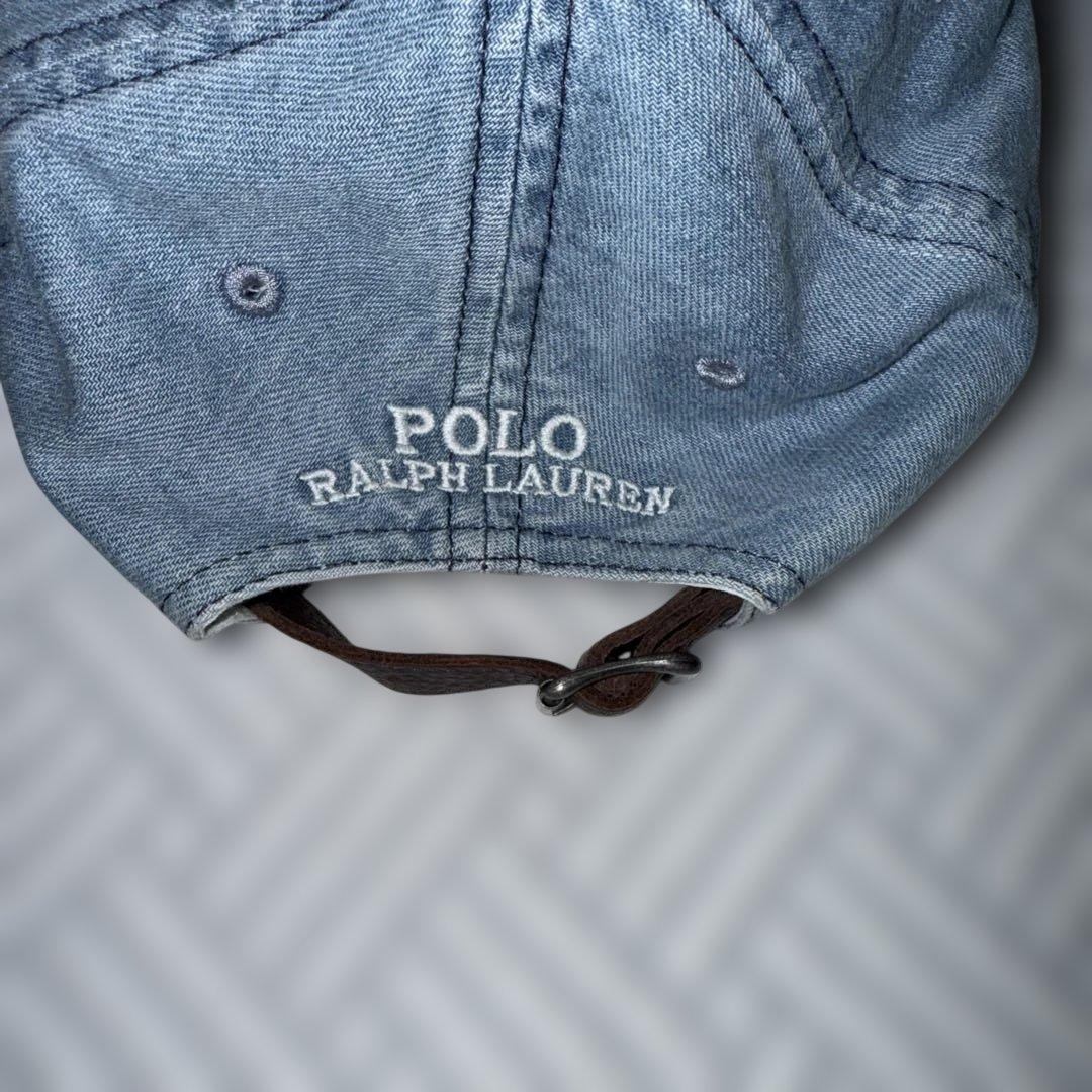 POLO RALPH LAUREN デニム キャップ ポロベア 刺繍 牛革