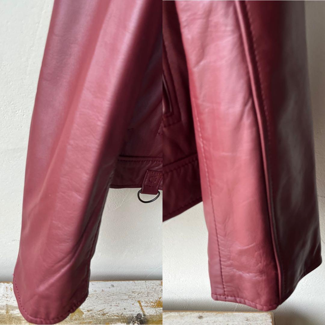 liugoo leathers バーガンディ シングルライダースジャケット　ラム