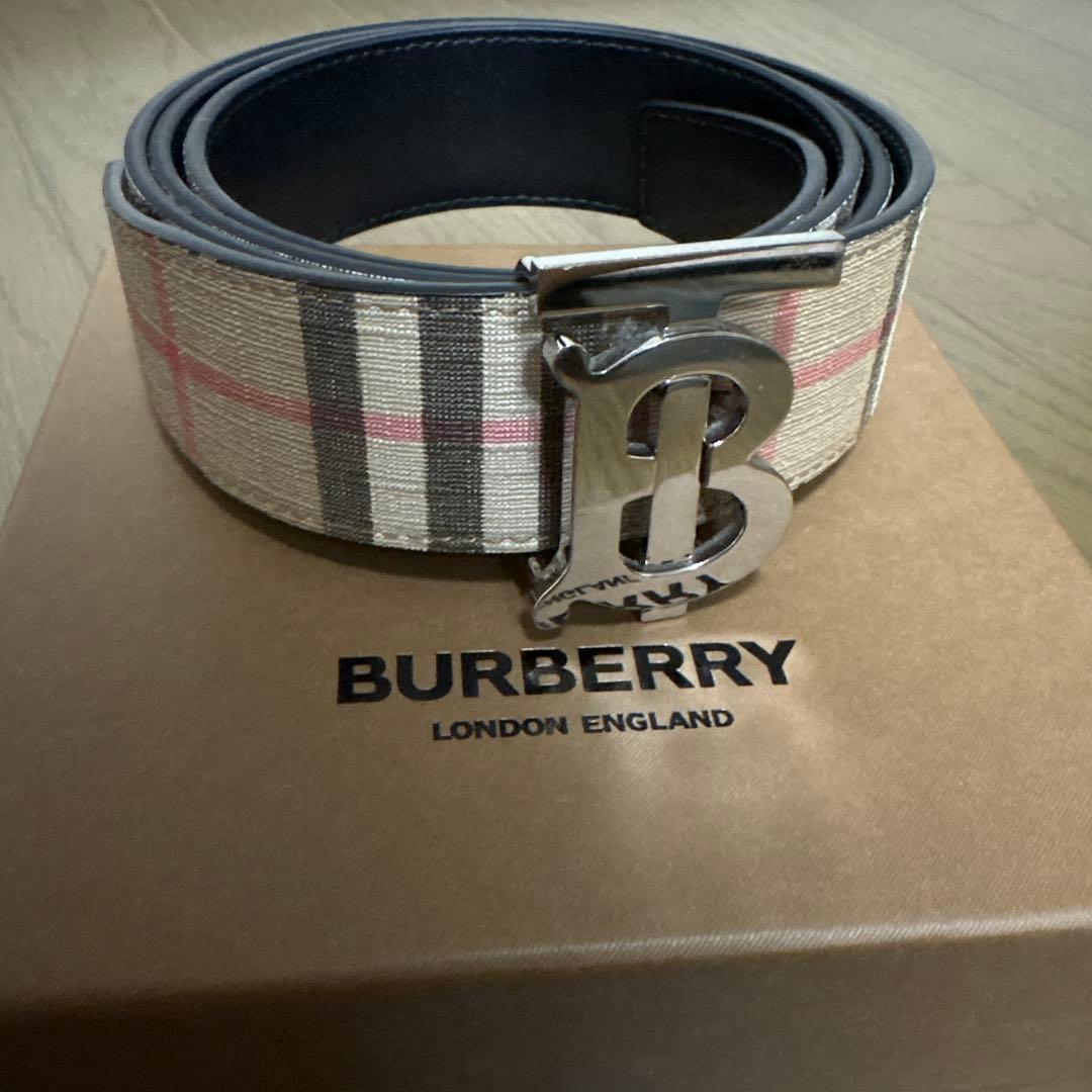 BURBERRY チェック柄 ベルト Bロゴ リバーシブル