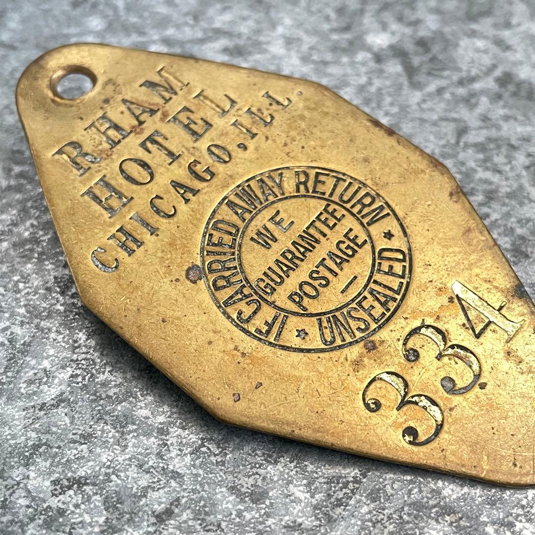 アメリカ製USAヴィンテージ モーテル ホテル キー 334 イリノイ