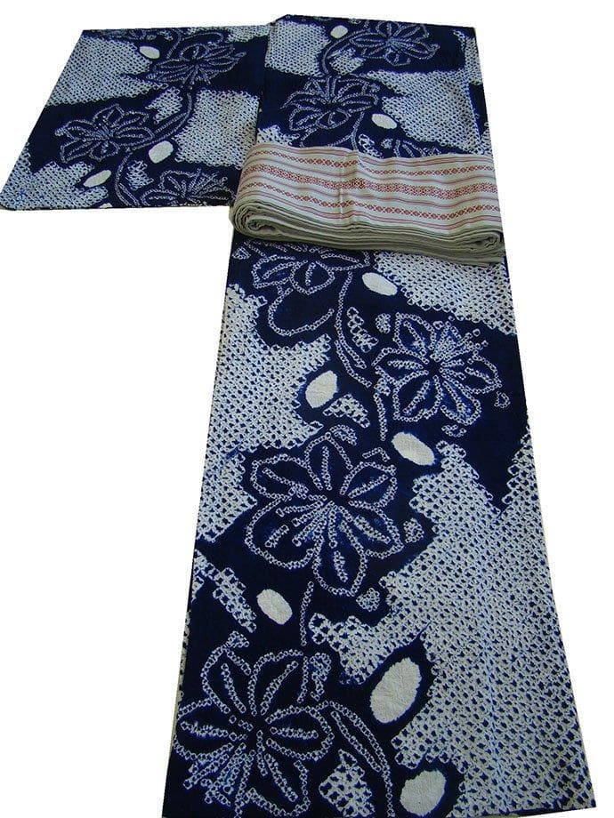 お洒落 鳴海 総絞り 浴衣・ 四寸帯 セット 150cm～155cm Ys352