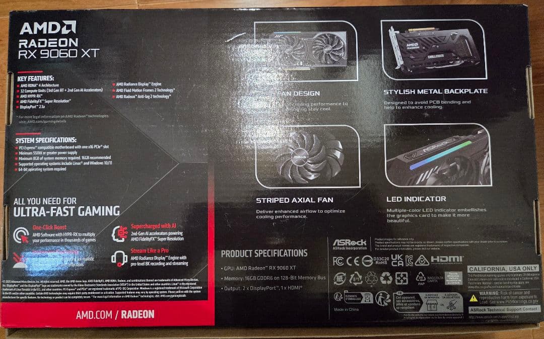 12/20まで　Asrock Radeon RX9060XT 16GB　納品書付