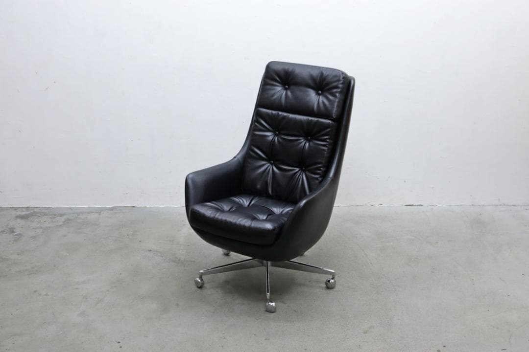 ヴィンテージ ハイバック キャスターチェア 合皮 オフィス 書斎 PC レトロ