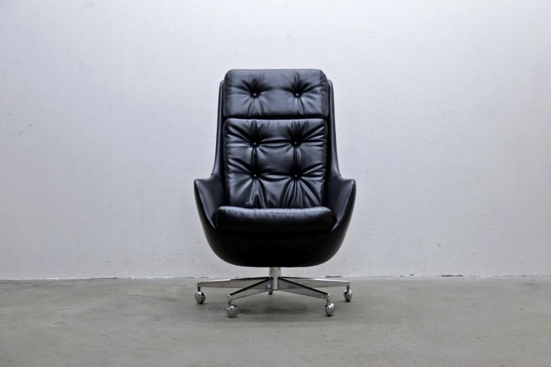 ヴィンテージ ハイバック キャスターチェア 合皮 オフィス 書斎 PC レトロ