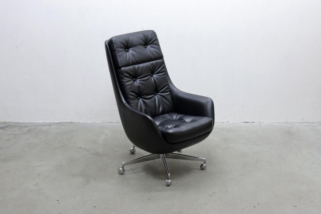 ヴィンテージ ハイバック キャスターチェア 合皮 オフィス 書斎 PC レトロ