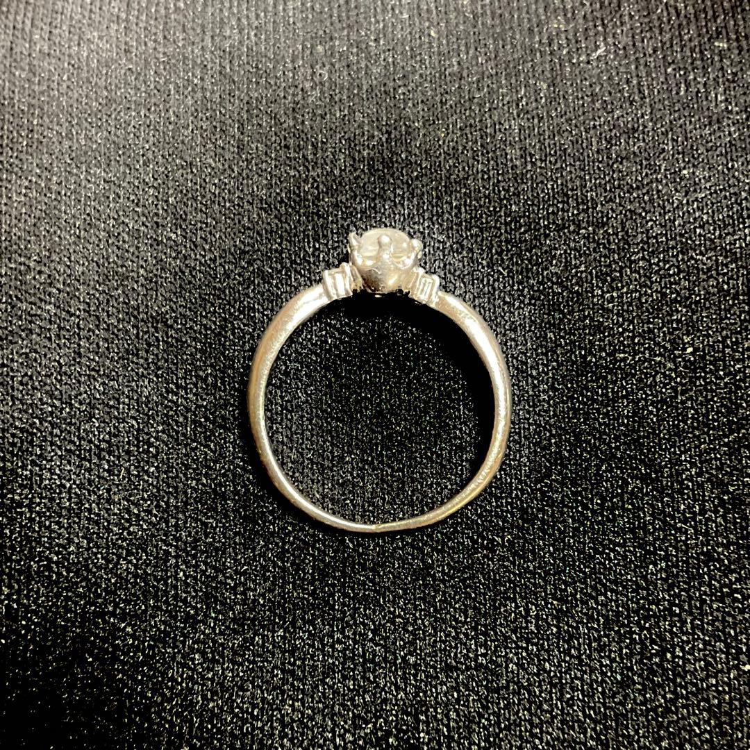 プラチナPt900　ムーンストーン　ダイヤモンド0.02カラット　8号　リング