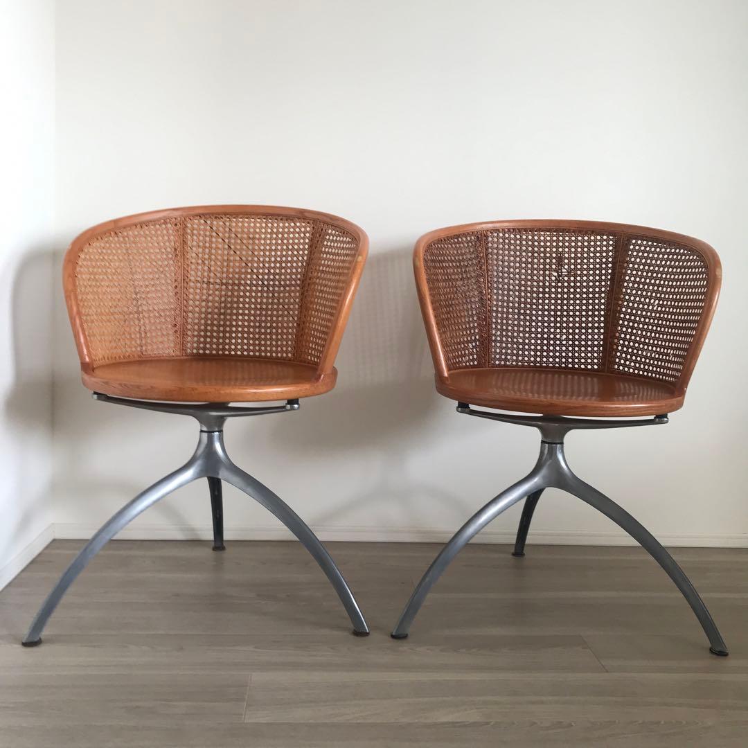 直接引取り限定✶ ウッドメッシュ回転椅子 2脚セット