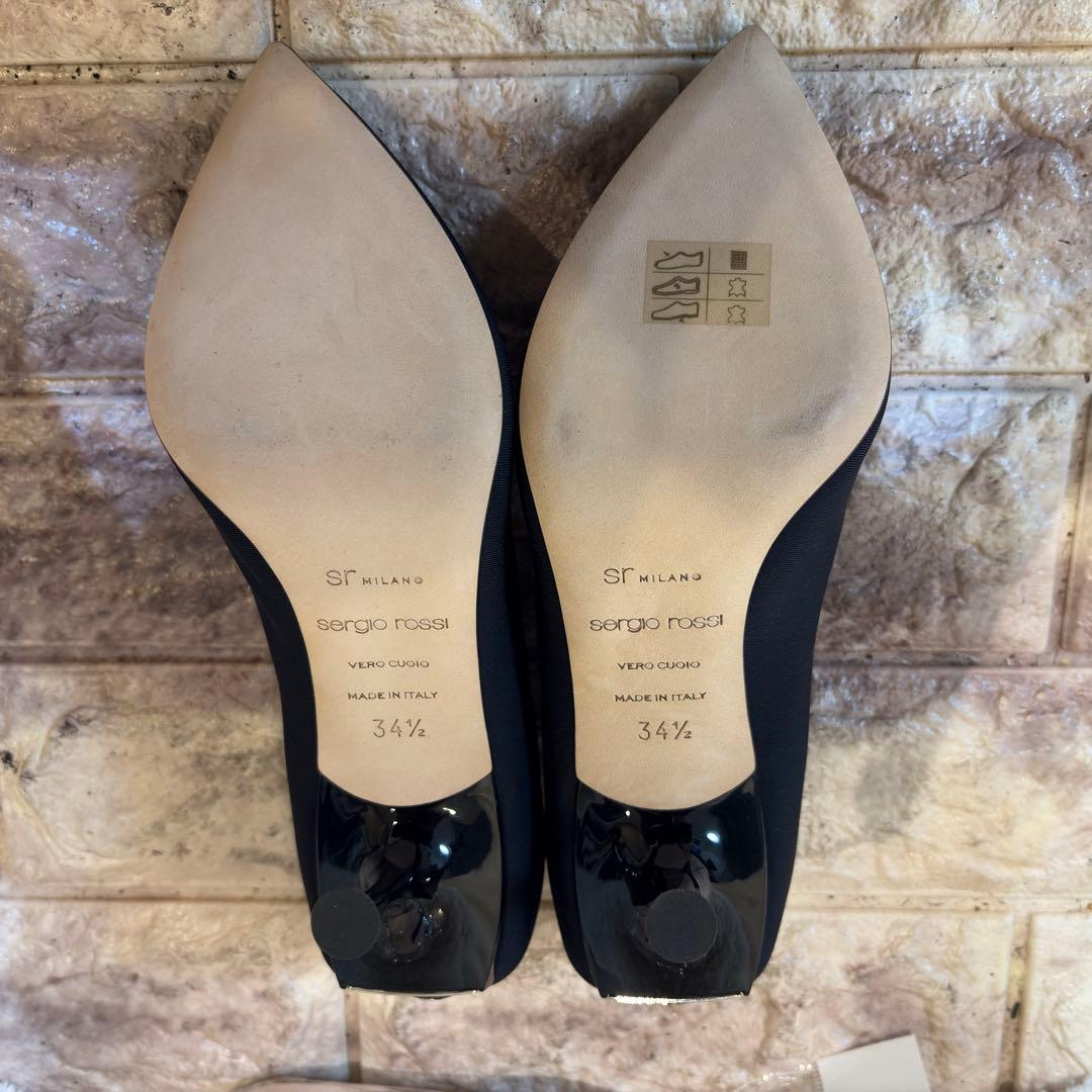 新品　セルジオロッシ　黒　ポインテッド　布地　ピンヒール　パンプス　22cm