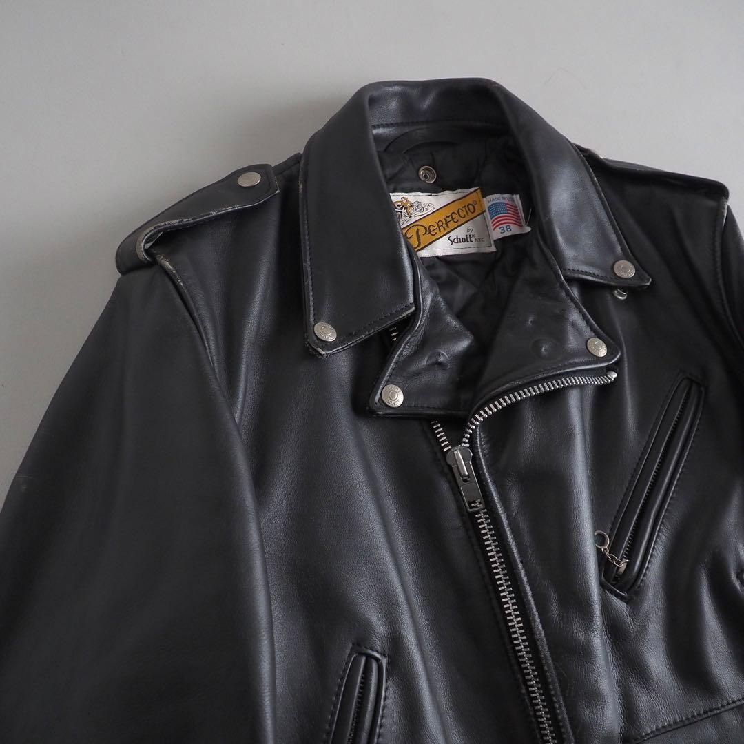 Schott　618　size38　ダブルライダース　レザージャケット　ブラック
