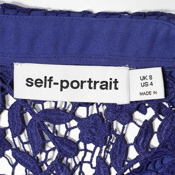コ*マ様 セルフポートレイト ワンピース ローズレース ボタン ブルー UK8