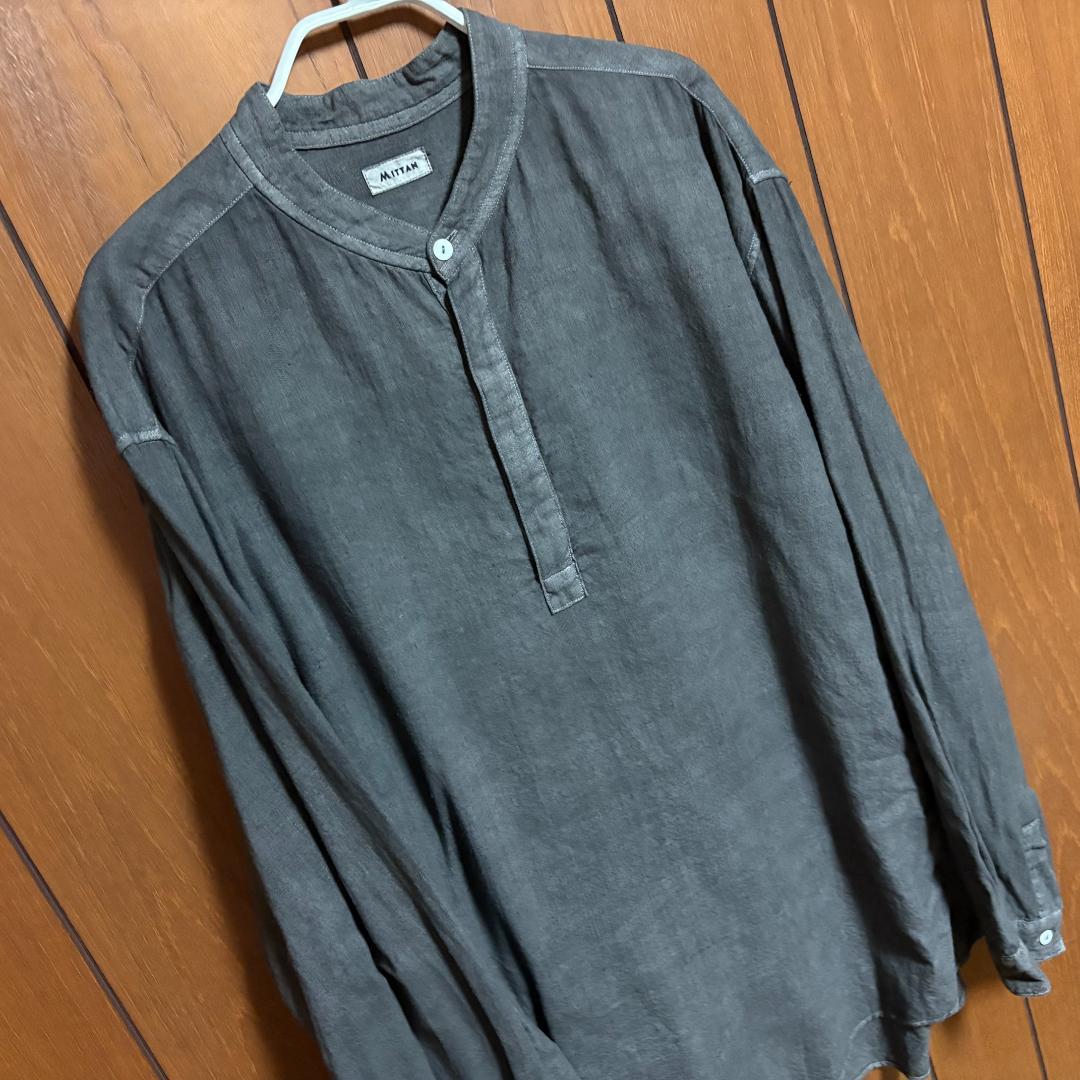 【美品】MITTAN カディクルタシャツ 松煙(濃) サイズ3