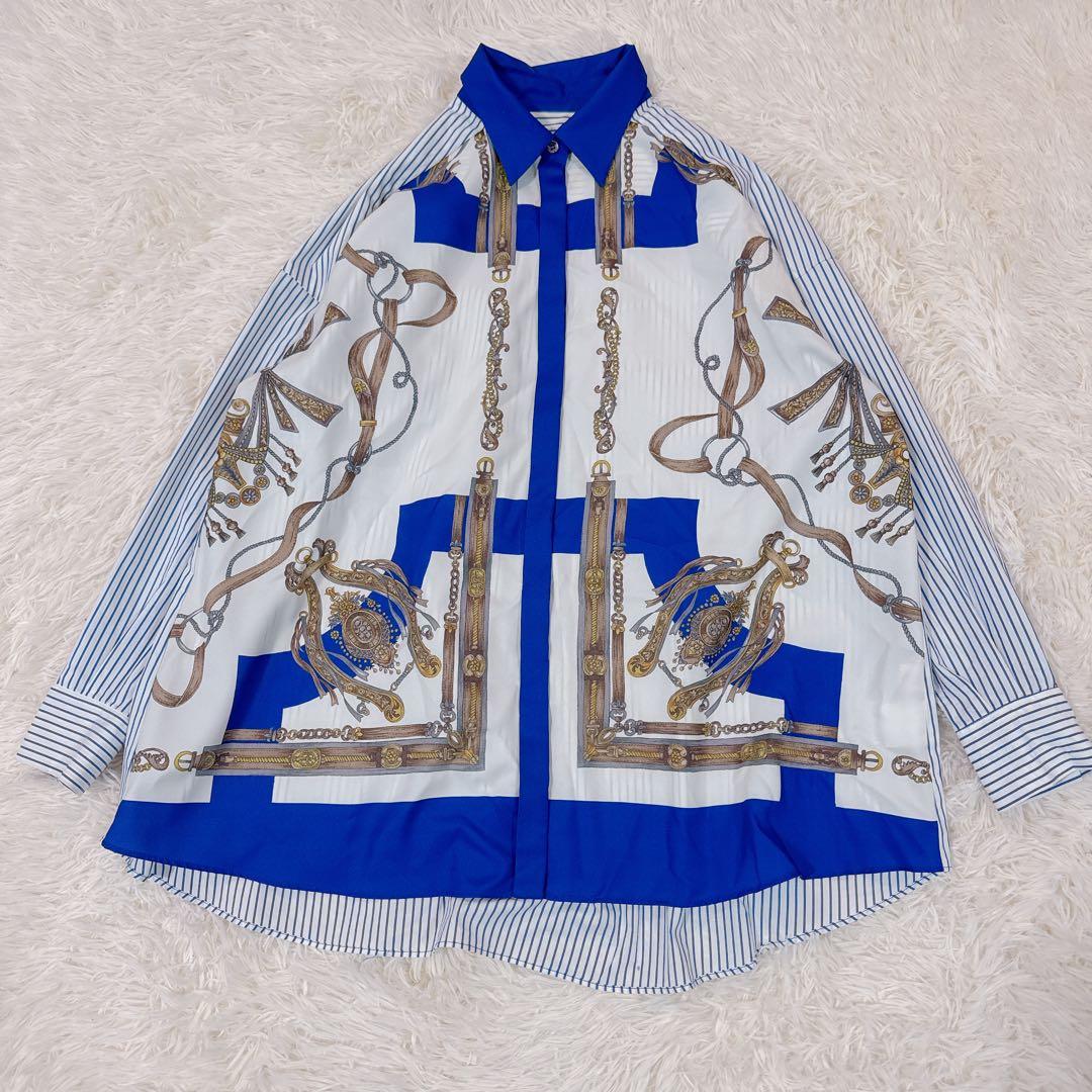 極美品　2023年モデル　グレースクラス スカーフ柄 ビッグシルエット シャツ