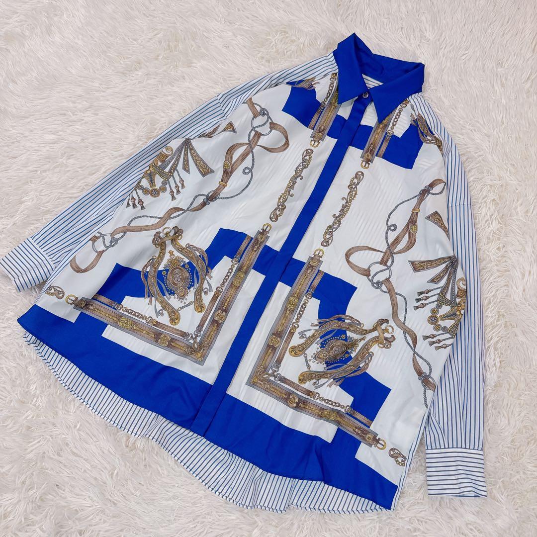 極美品　2023年モデル　グレースクラス スカーフ柄 ビッグシルエット シャツ