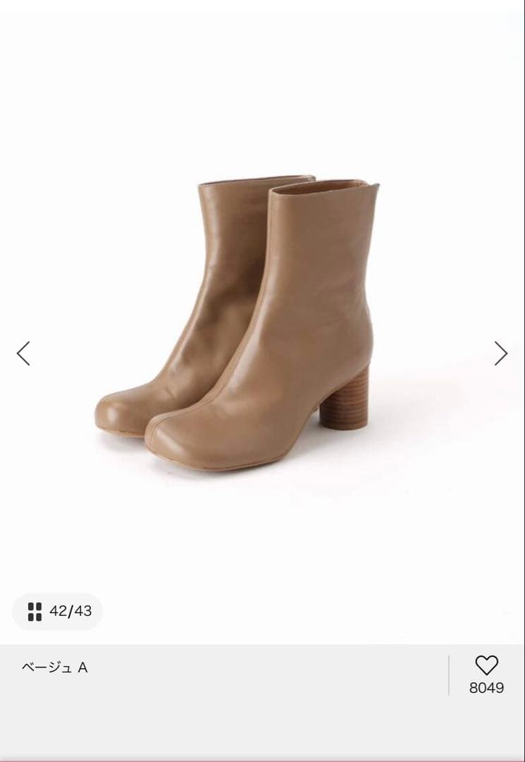 スローブイエナ ベージュ 合成皮革 ブーティ 中ヒール