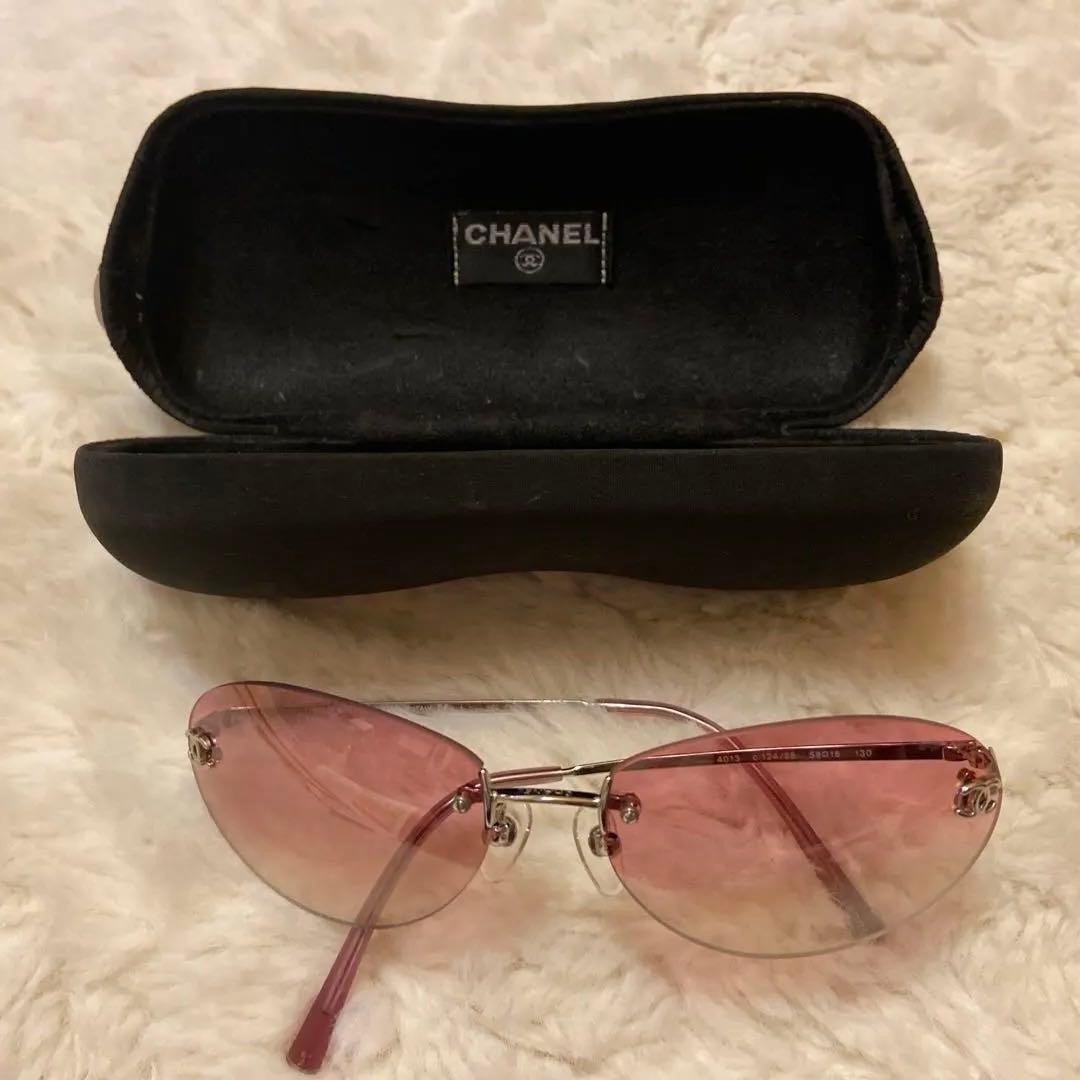 マ*ラ様 ビンテージCHANEL ピンクサングラス ケース付き