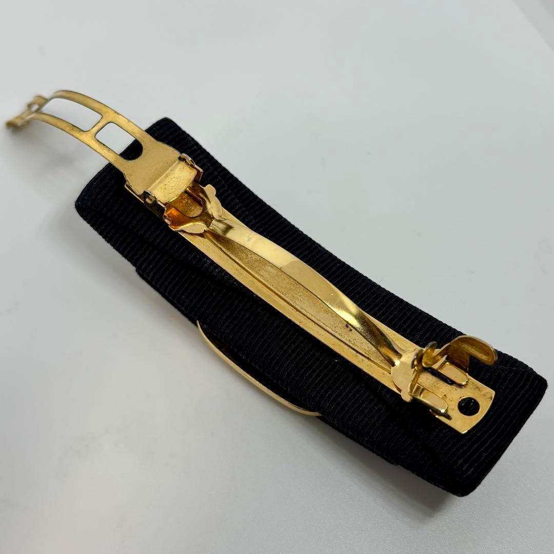 【フェラガモ】Ferragamo バレッタ ヴァラリボン ネイビー ゴールド金具