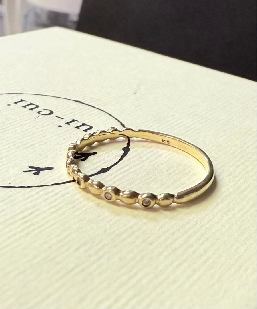 ■現行品■【cui-cui】K10YG ダイヤモンド ドット リング