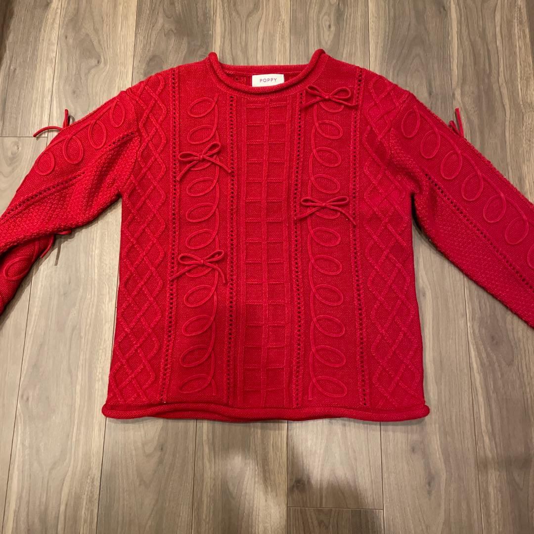 POPPY レッド ニットセーター