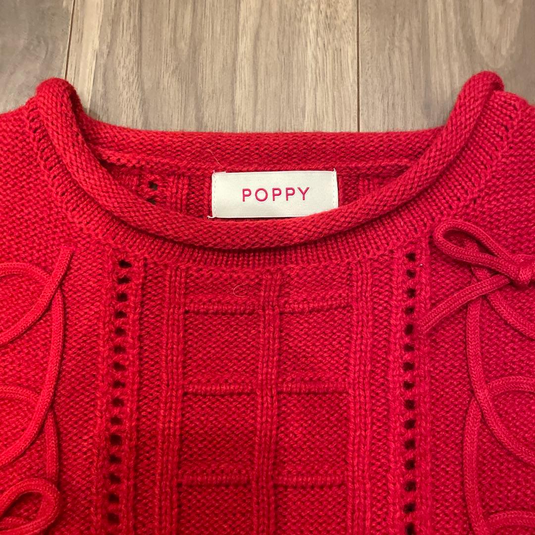 POPPY レッド ニットセーター