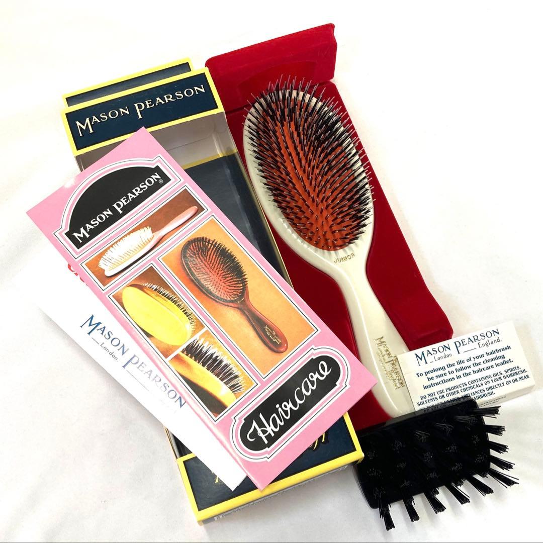 未使用 メイソンピアソン ジュニアミックス ヘアブラシ アイボリー 猪毛ナイロン