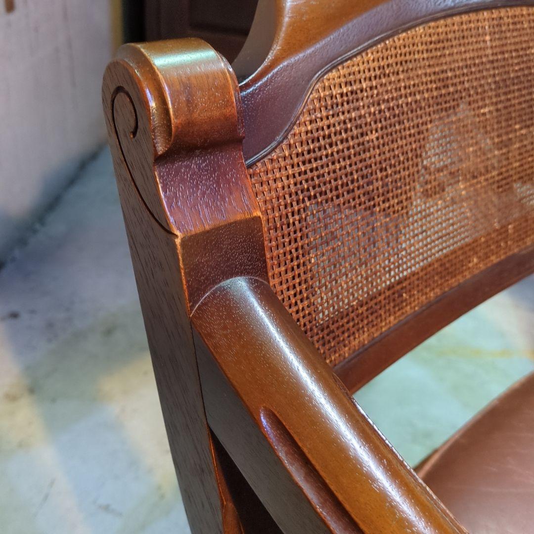 マルニ木工◆ビンテージ　ラタン　本革　ソファ　アーム　チェア 椅子 イス ②