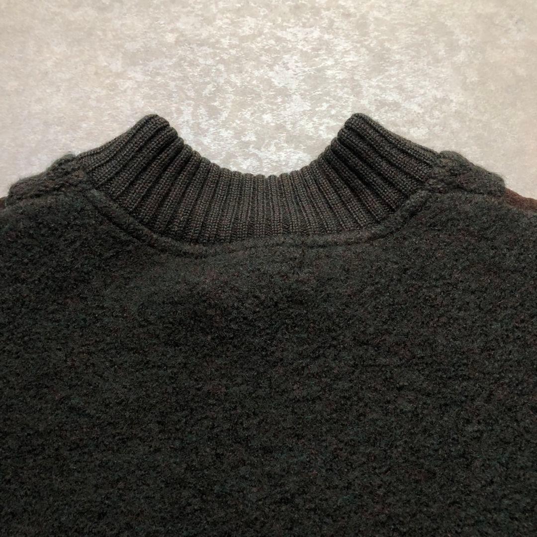 80sWoolrichウールリッチセーター ヘンリーネックパッチ付 緑 XL相当