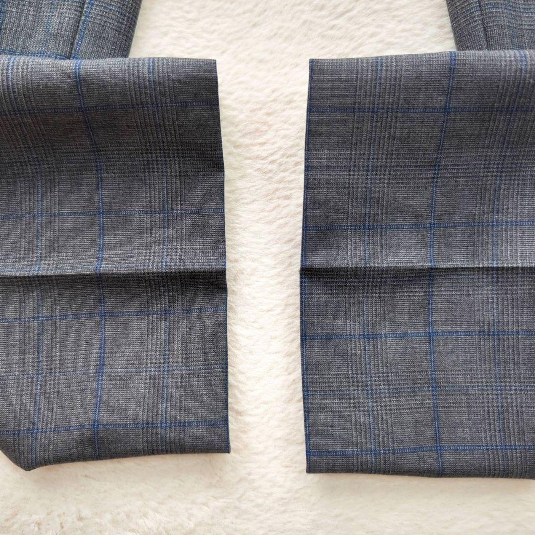 美品☆ HILTON Super 110 グレー チェック柄 パンツスーツ L