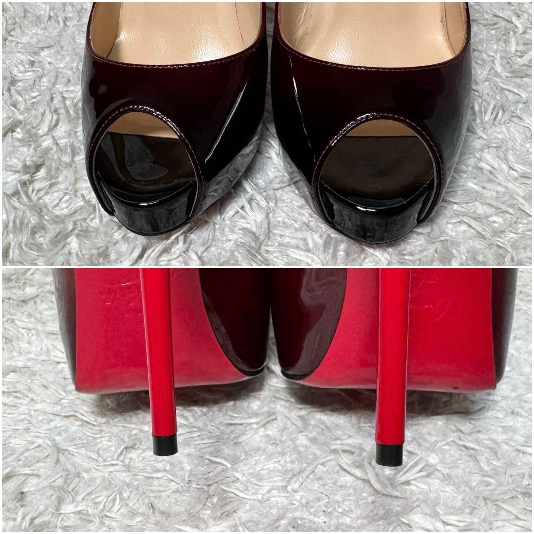 未使用級 クリスチャンルブタン オープントゥ パンプス グラデ プラットフォーム